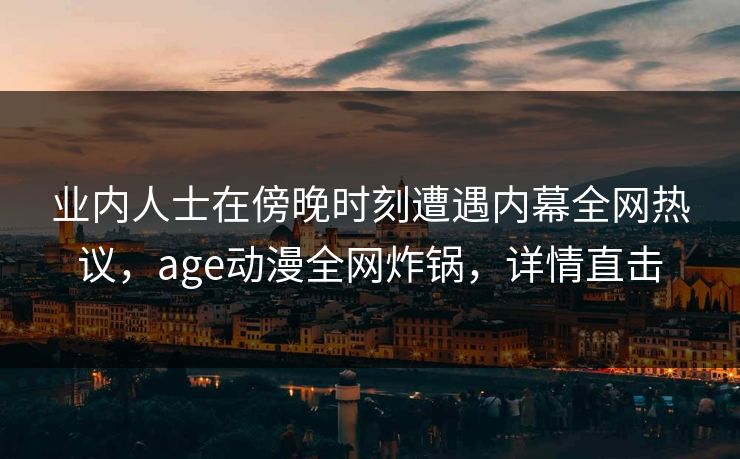 业内人士在傍晚时刻遭遇内幕全网热议,age动漫全网炸锅,详情直击