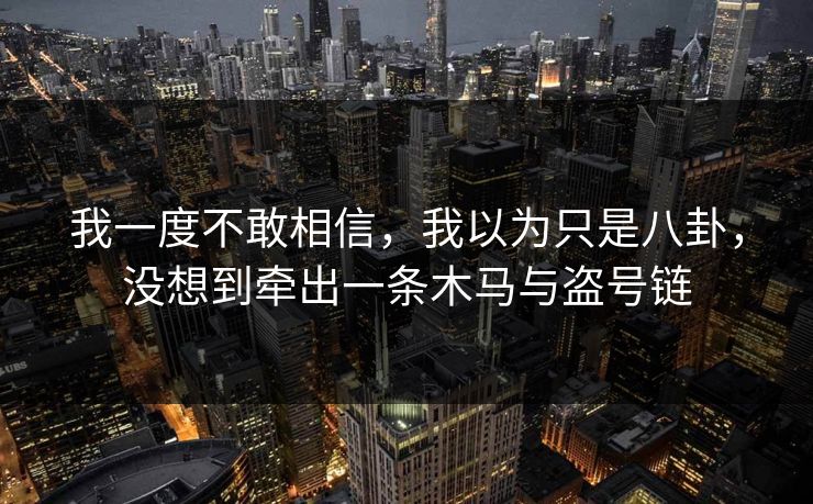 我一度不敢相信，我以为只是八卦，没想到牵出一条木马与盗号链
